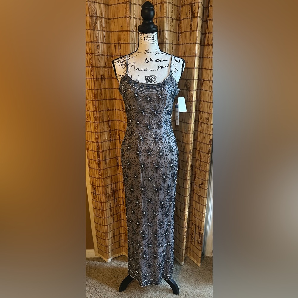 Adrianna Papell Black and Gray Floral Dress